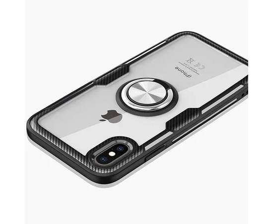 TPU+PC чехол Deen CrystalRing for Magnet (opp) для Apple iPhone X / XS (5.8") Бесцветный / Черный