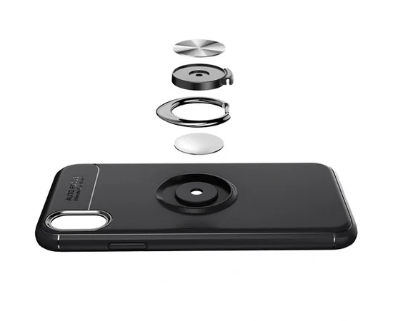 TPU чехол Deen ColorRing под магнитный держатель для Apple iPhone X (5.8") Черный / Черный