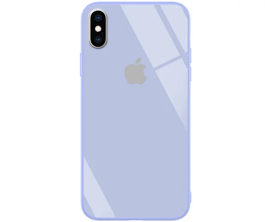 TPU+Glass чехол GLOSSY Logo series для Apple iPhone X (5.8") / XS Серый / Lavender Gray