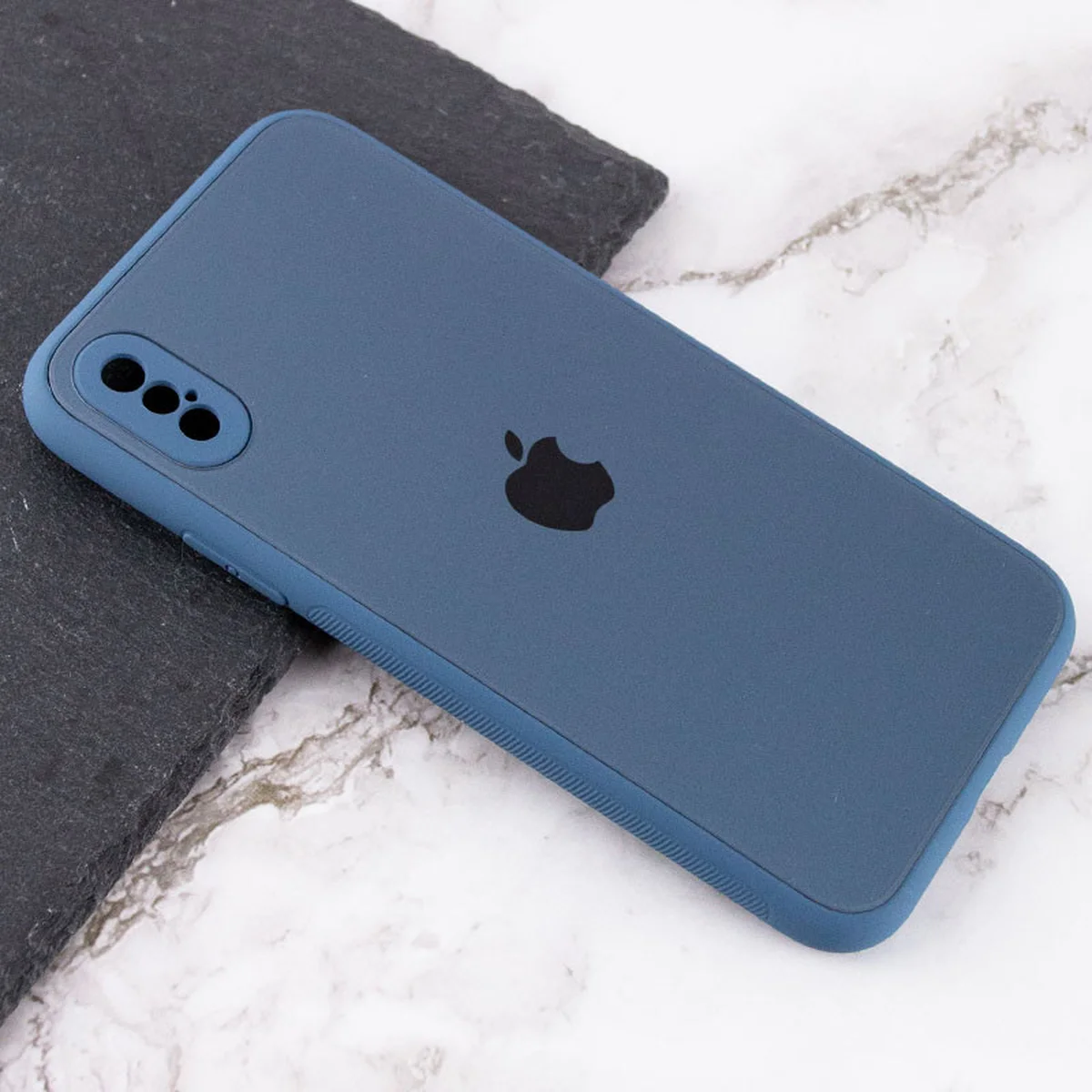 TPU+Glass чохол Matte Candy Full camera для Apple iPhone X / XS (5.8") Синій