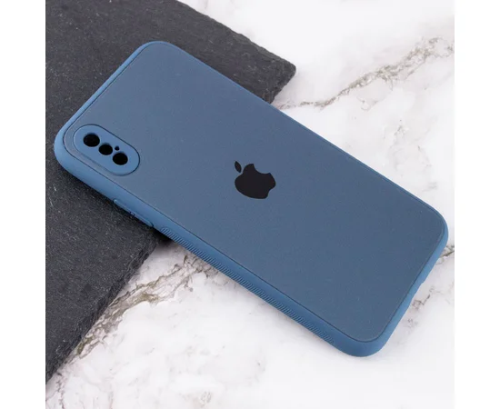 TPU+Glass чехол Matte Candy Full camera для Apple iPhone X / XS (5.8") Синий