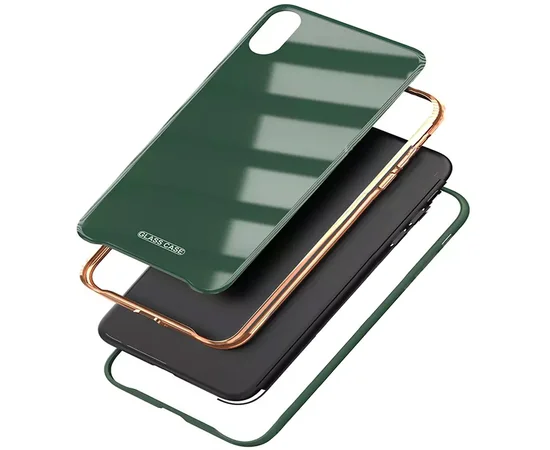 TPU+Glass чехол Venezia для Apple iPhone X / XS (5.8") Зеленый / Dark Green