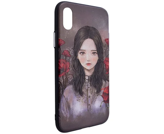TPU+PC чехол YCT картина для Apple iPhone X/XS Девочка в красных цветах