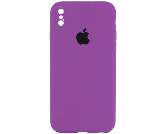 Чехол Silicone Case Square Full Camera Protective (AA) для Apple iPhone XS (5.8") Фиолетовый / Grape