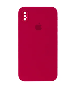 Чохол Silicone Case Square Full Camera Protective (AA) для Apple iPhone XS (5.8 ") Червоний / Rose Red