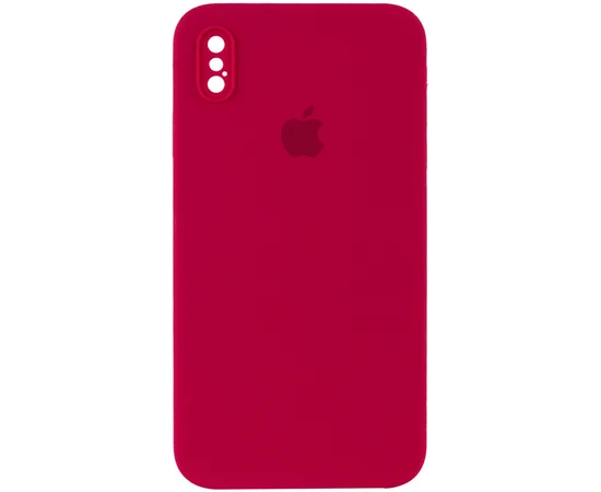 Чохол Silicone Case Square Full Camera Protective (AA) для Apple iPhone XS (5.8 ") Червоний / Rose Red