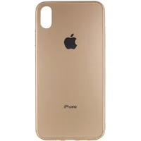 TPU+Glass чехол GLOSSY Logo Full camera для Apple iPhone X / XS (5.8") Золотой