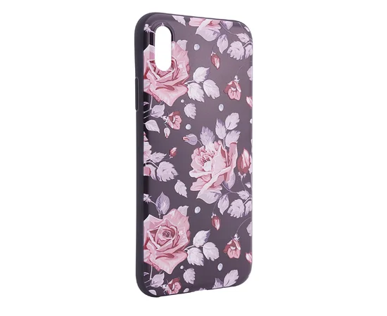 TPU чехол OMEVE Pictures для Apple iPhone X/XS Розовые розы (черный фон)