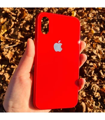 TPU+Glass чехол GLOSSY Logo series для Apple iPhone X (5.8") / XS Красный / Red