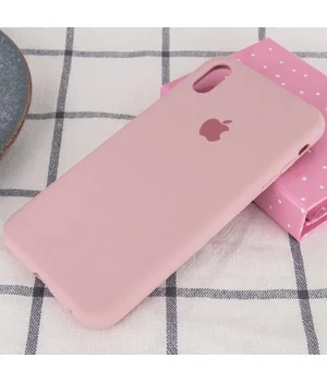 Чехол Silicone Case Full Protective (AA) для Apple iPhone X / XS (5.8") Розовый / Pink Sand