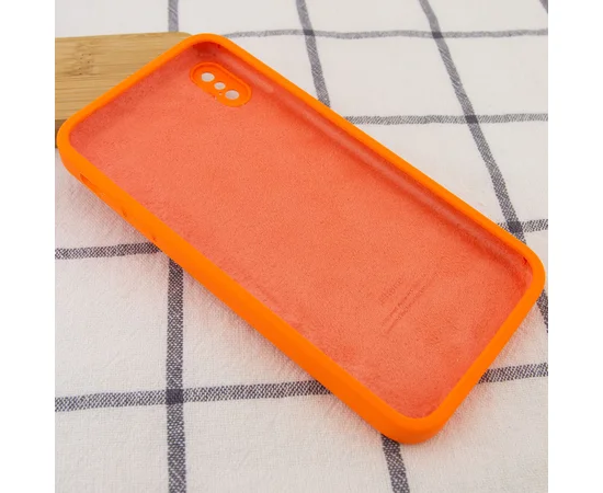 Чехол Silicone Case Square Full Camera Protective (AA) для Apple iPhone XS (5.8") Оранжевый / Bright Orange