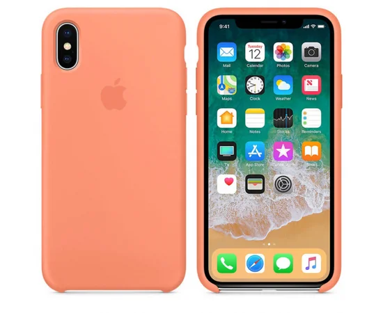 Чехол Silicone Case (AA) для Apple iPhone X/XS Коралловый / Living Coral
