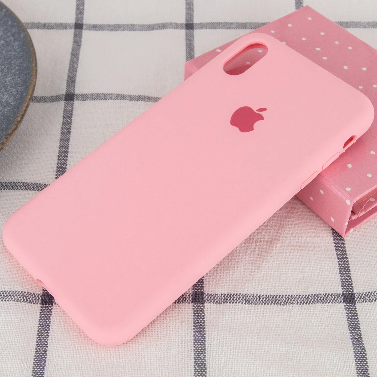 Чохол Silicone case (A) (з закритим низом) для Apple iPhone X / XS Рожевий / Pink