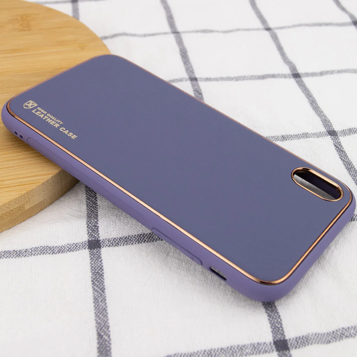 Кожаный чехол Xshield для Apple iPhone X / XS (5.8") Серый / Lavender Gray