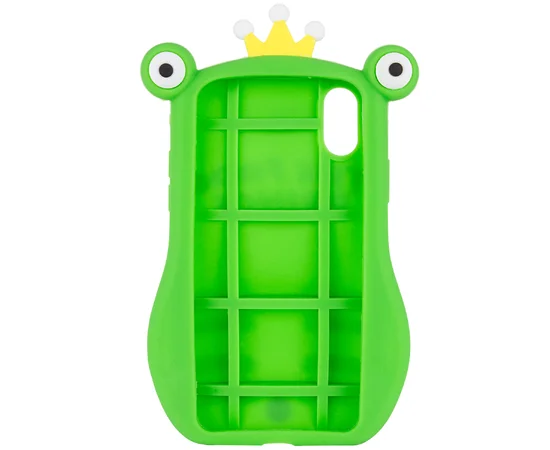 Фактурный силиконовый чехол Funny ART 3D с игрушкой для Apple iPhone X (5.8") Лягушка зеленая