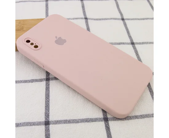 Чехол Silicone Case Square Full Camera Protective (AA) для Apple iPhone XS (5.8") Розовый / Pink Sand