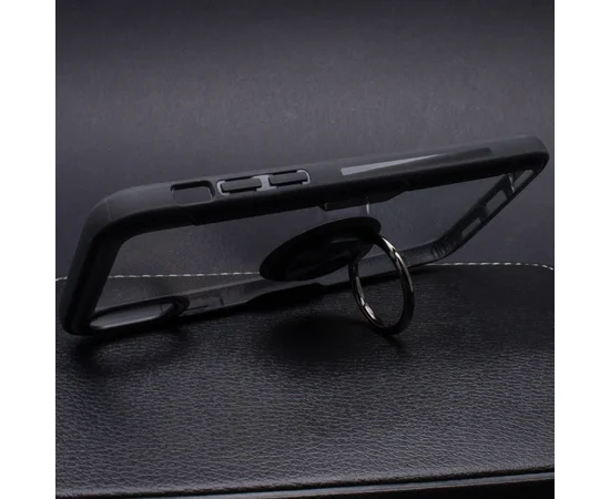 TPU+PC чехол Deen CrystalRing под магнитный держатель для Apple iPhone X / XS (5.8") Бесцветный / Черный