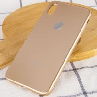 TPU+Glass чехол GLOSSY Logo Full camera для Apple iPhone X / XS (5.8") Золотой