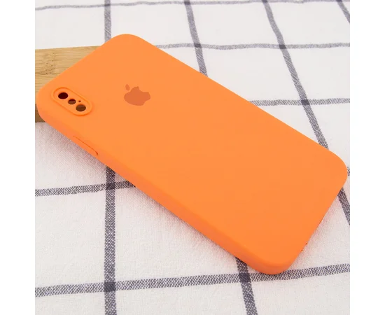 Чехол Silicone Case Square Full Camera Protective (AA) для Apple iPhone XS (5.8") Оранжевый / Papaya