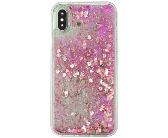 TPU чехол Liquid hearts для Apple iPhone X/XS (5.8") Розовый