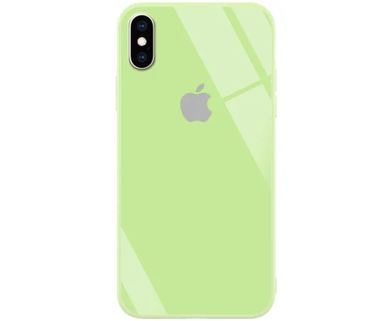 TPU+Glass чехол GLOSSY Logo series для Apple iPhone X (5.8") / XS Салатовый / Light green