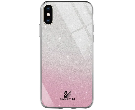 TPU+Glass чехол Swarovski для Apple iPhone X / XS (5.8") Розовый