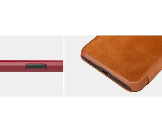 Кожаный чехол (книжка) Nillkin Qin Series для Apple iPhone X/XS Коричневый