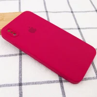 Чехол Silicone Case Square Full Camera Protective (AA) для Apple iPhone XS (5.8") Красный / Rose Red