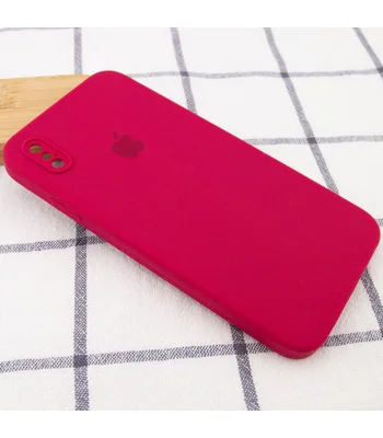 Чохол Silicone Case Square Full Camera Protective (AA) для Apple iPhone XS (5.8 ") Червоний / Rose Red