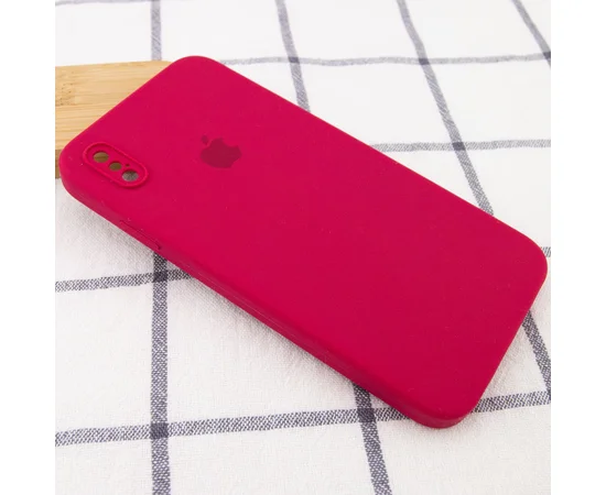 Чохол Silicone Case Square Full Camera Protective (AA) для Apple iPhone XS (5.8 ") Червоний / Rose Red