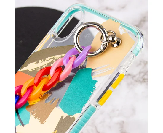 TPU+PC чехол Colorspot с ремешком-цепью для Apple iPhone X / XS (5.8") Tropic