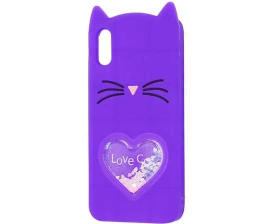 Силиконовый чехол Love Cat 3D для Apple iPhone X/XS (5.8") Фиолетовый