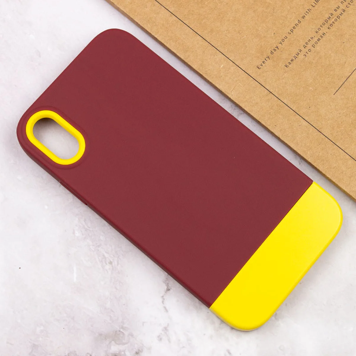 Чехол TPU+PC Bichromatic для Apple iPhone X / XS (5.8") Brown burgundy / Yellow