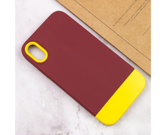 Чехол TPU+PC Bichromatic для Apple iPhone X / XS (5.8") Brown burgundy / Yellow