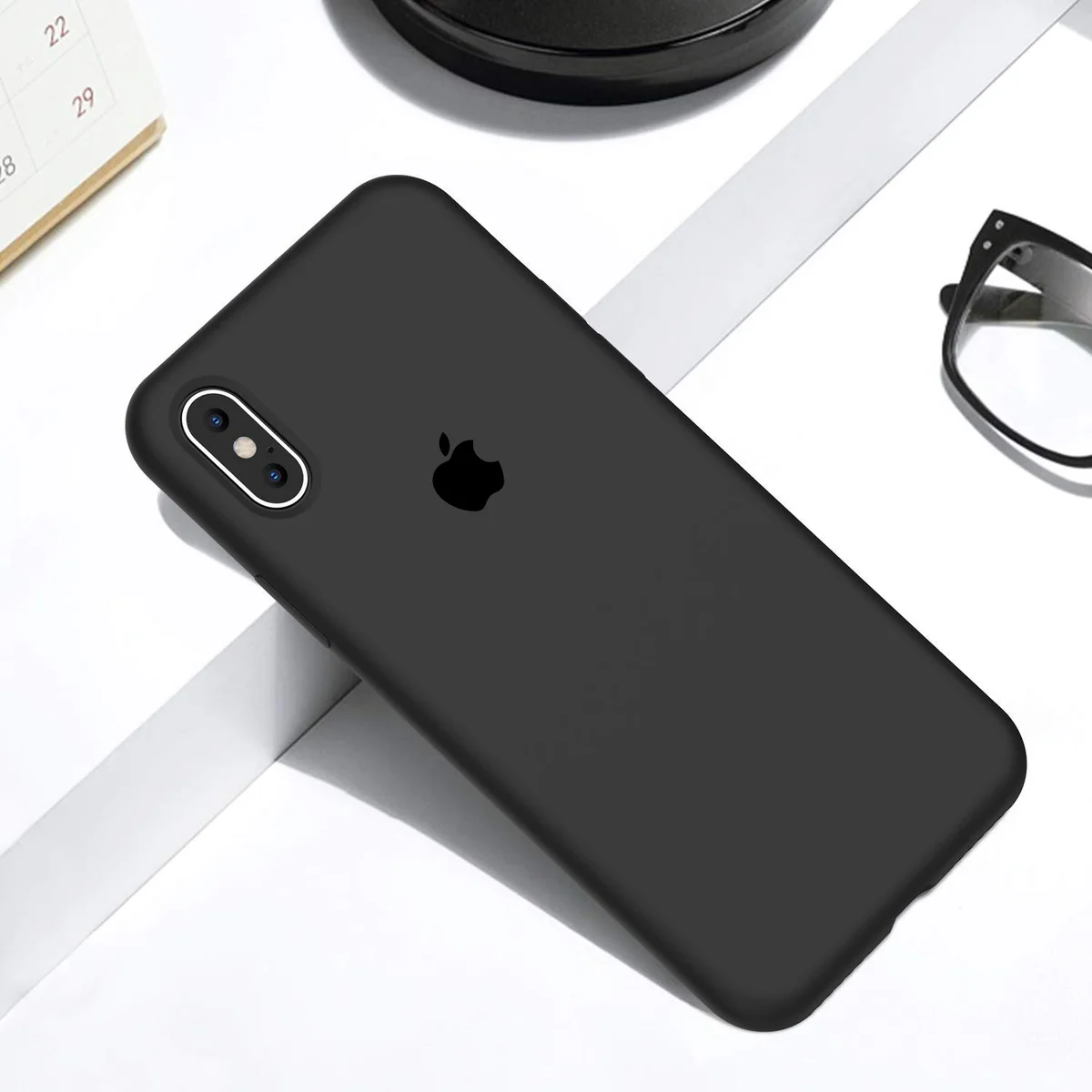 Чохол Silicone case (A) (з закритим низом) для Apple iPhone X / XS Чорний / Black