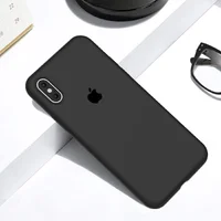 Чехол Silicone case (A) (с закрытым низом) для Apple iPhone X/XS Черный / Black
