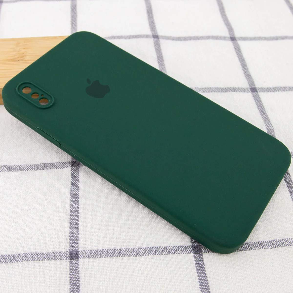 Чехол Silicone Case Square Full Camera Protective (AA) для Apple iPhone XS (5.8") Зеленый / Dark green