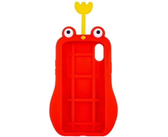 Фактурный силиконовый чехол Funny ART 3D с игрушкой для Apple iPhone X (5.8") Цыпленок красный