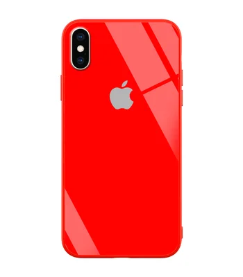 TPU+Glass чехол GLOSSY Logo series для Apple iPhone X (5.8") / XS Красный / Red