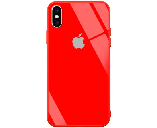 TPU+Glass чехол GLOSSY Logo series для Apple iPhone X (5.8") / XS Красный / Red