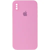 Чехол Silicone Case Square Full Camera Protective (AA) для Apple iPhone XS (5.8") Розовый / Light pink