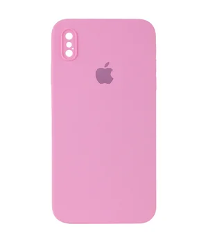 Чехол Silicone Case Square Full Camera Protective (AA) для Apple iPhone XS (5.8") Розовый / Light pink