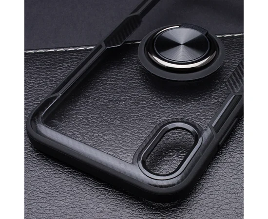 TPU+PC чехол Deen CrystalRing под магнитный держатель для Apple iPhone X / XS (5.8") Бесцветный / Черный