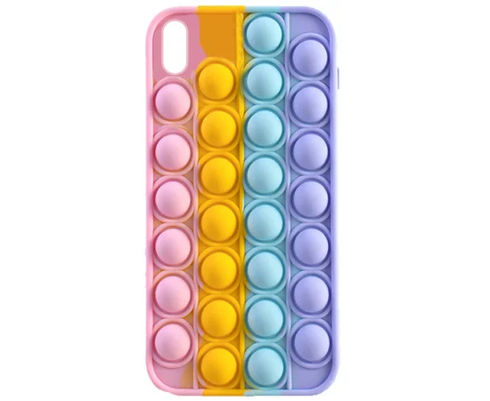 Силиконовый 3D чехол-антистресс Pop it Bubble для Apple iPhone X / XS (5.8") Pink / Light Dasheen