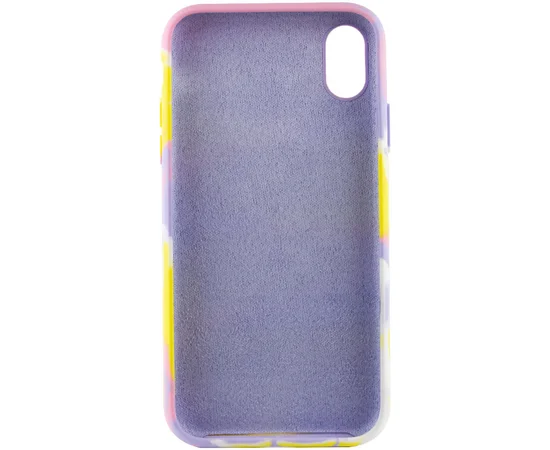 Чехол Silicone case full Aquarelle для Apple iPhone X / XS (5.8") Сиренево-желтый
