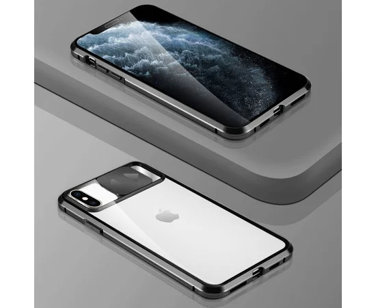 Чехол Camshield 360 Metall+Glass со шторкой для камеры для Apple iPhone X / XS (5.8") Черный
