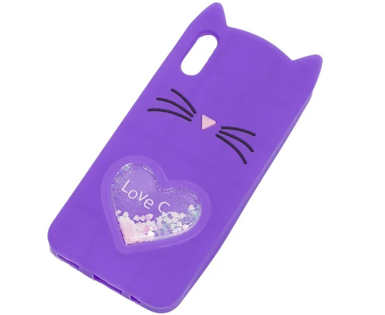 Силиконовый чехол Love Cat 3D для Apple iPhone X/XS (5.8") Фиолетовый