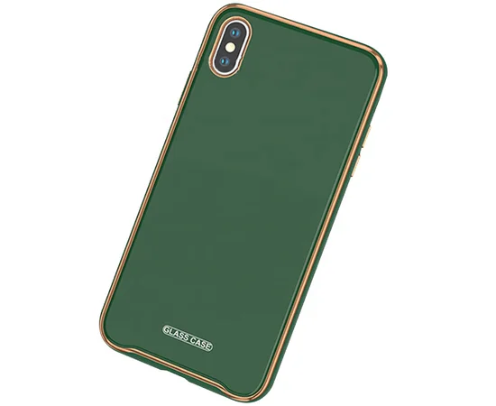 TPU+Glass чехол Venezia для Apple iPhone X / XS (5.8") Зеленый / Dark Green