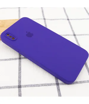 Чохол Silicone Case Square Full Camera Protective (AA) для Apple iPhone XS (5.8 ") Фіолетовий / Ultra Violet