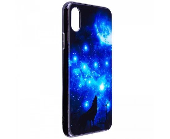 TPU+Glass чехол Fantasy с глянцевыми торцами для Apple iPhone XS (5.8") Лунная ночь